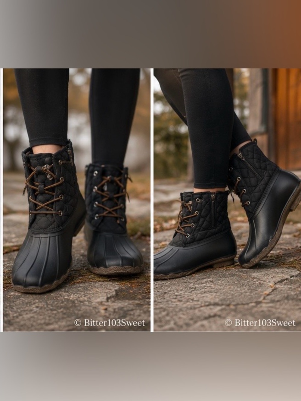 Sperry Black Saltwater Quilted Womens | Rain | Snow | Duck Boots Size 10 - Picture 2 of 12